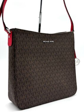 Michael Kors Large Messenger Crossbody Bag Brown/Red